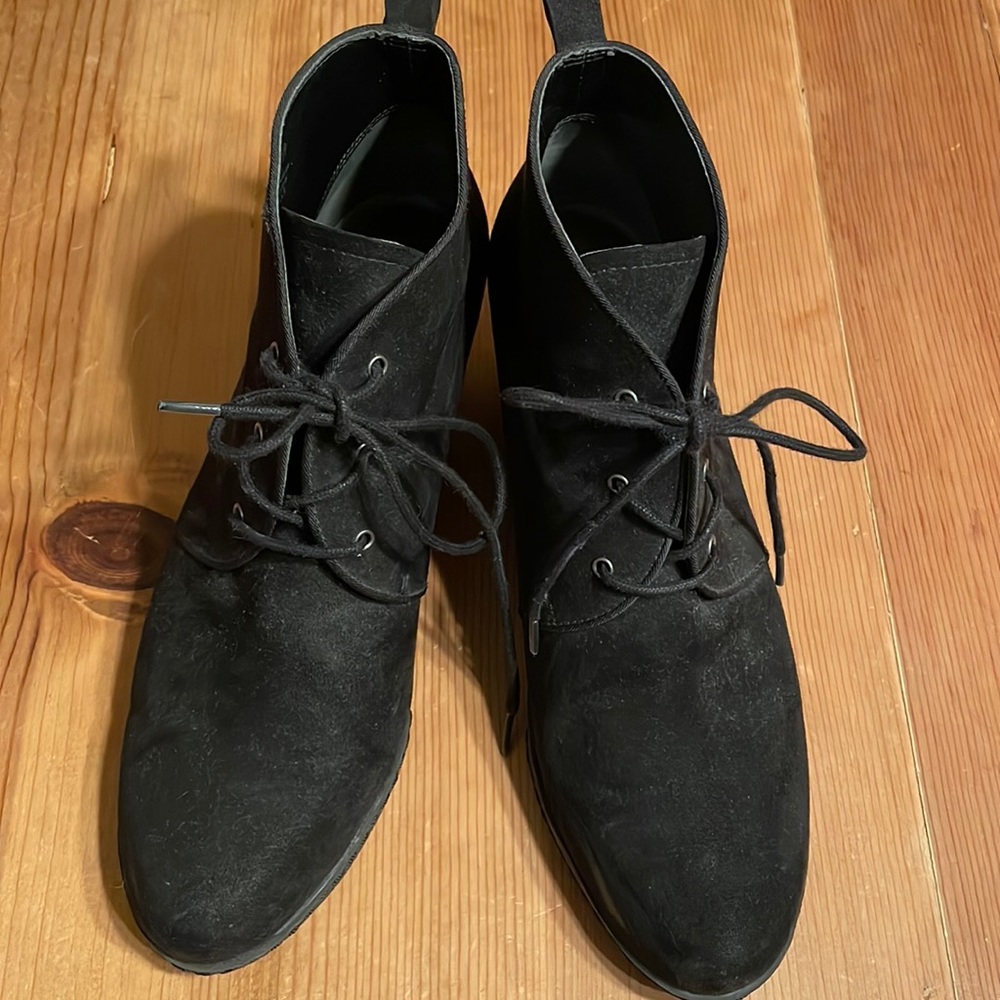 Franco Sarto black suede ankle boots